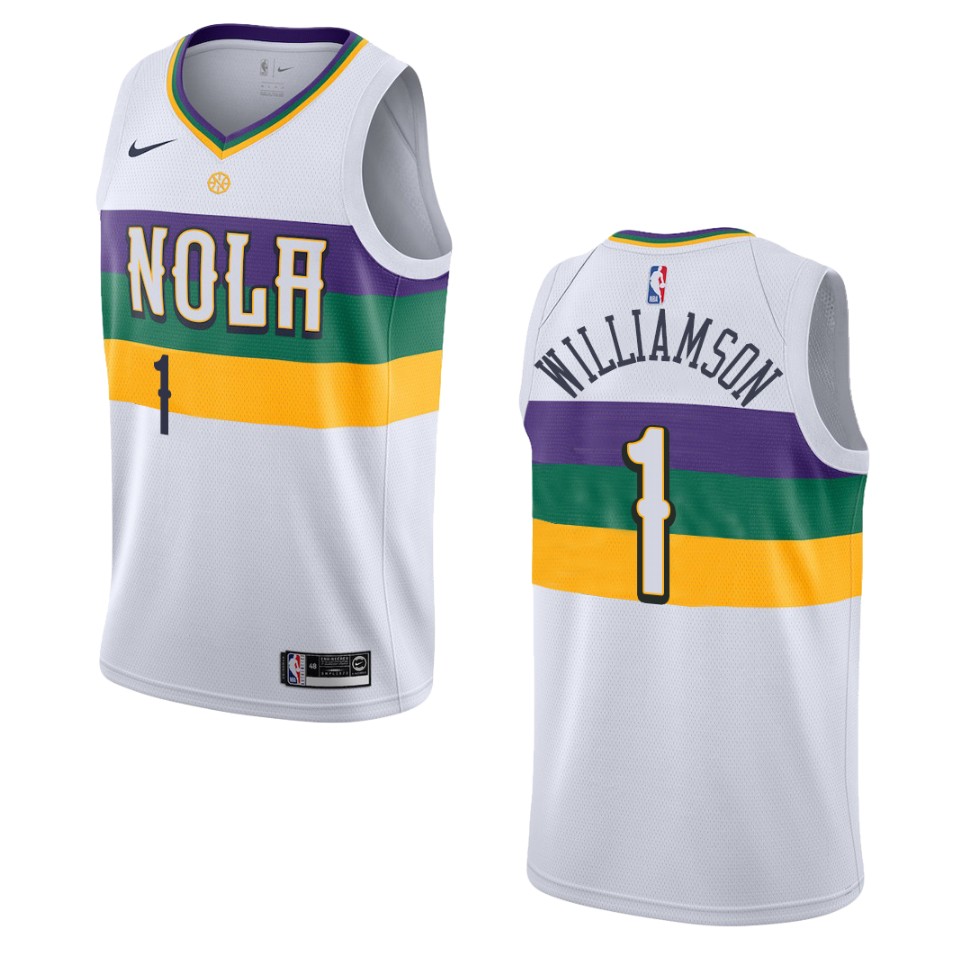Men's New Orleans Pelicans #1 Zion Williamson City Swingman Jersey - White
