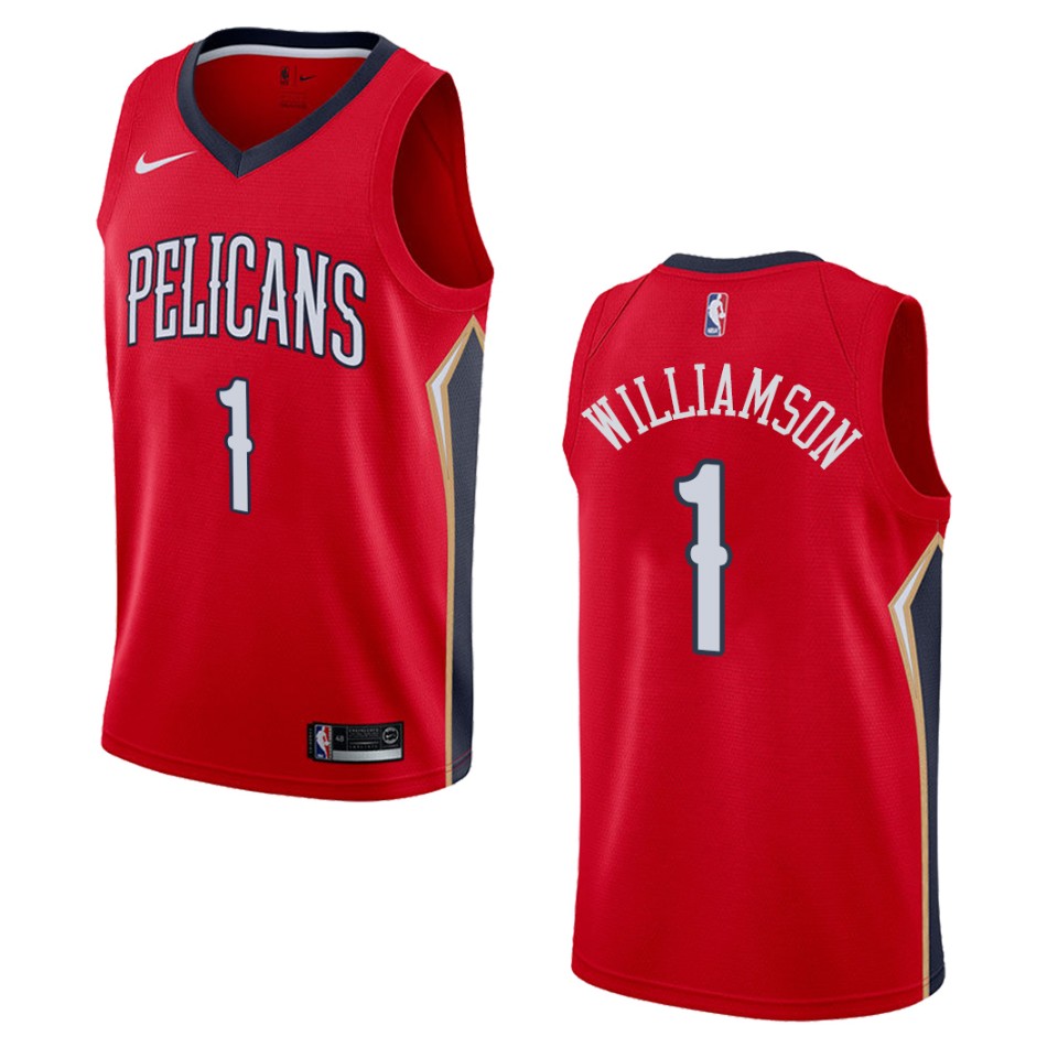 Men's New Orleans Pelicans #1 Zion Williamson Statement Swingman Jersey - Red
