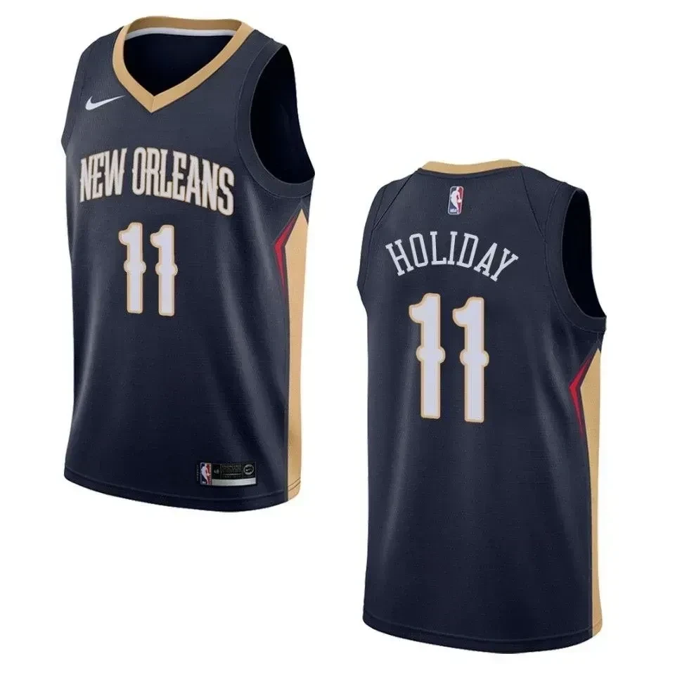 Men's New Orleans Pelicans 11 Jrue Holiday Icon Swingman Jersey - Navy - JS177 