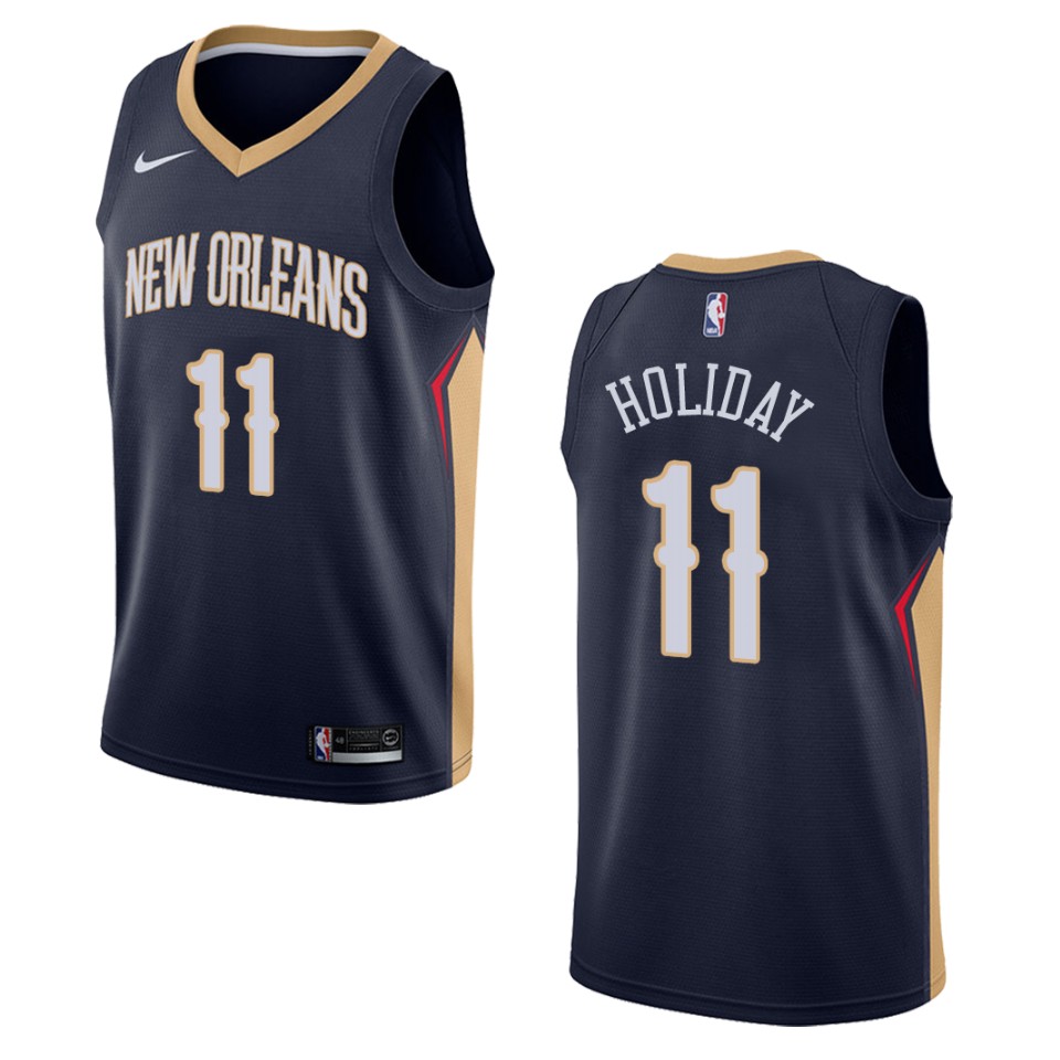 Men's New Orleans Pelicans #11 Jrue Holiday Icon Swingman Jersey - Navy
