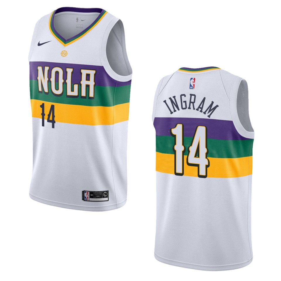 Men's New Orleans Pelicans #14 Brandon Ingram City Swingman Jersey - White