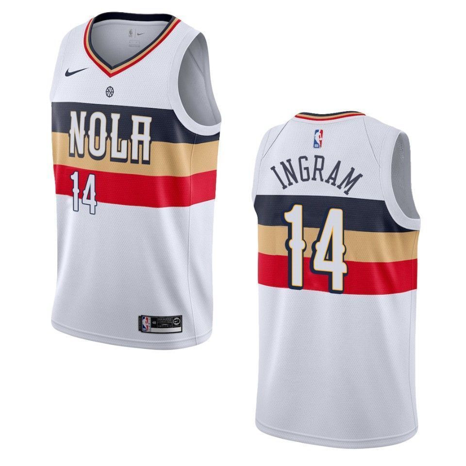 Men's New Orleans Pelicans 14 Brandon Ingram Earned Swingman Jersey - White - JS889 