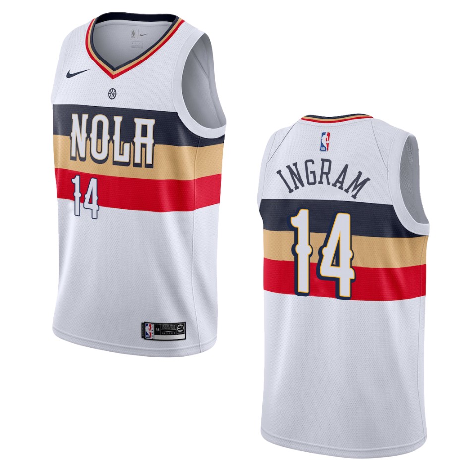 Men's New Orleans Pelicans #14 Brandon Ingram Earned Swingman Jersey - White