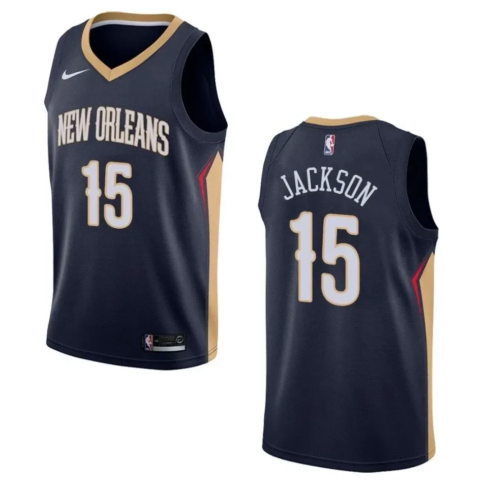 Men's New Orleans Pelicans 15 Frank Jackson Icon Swingman Jersey - Navy - JS334 