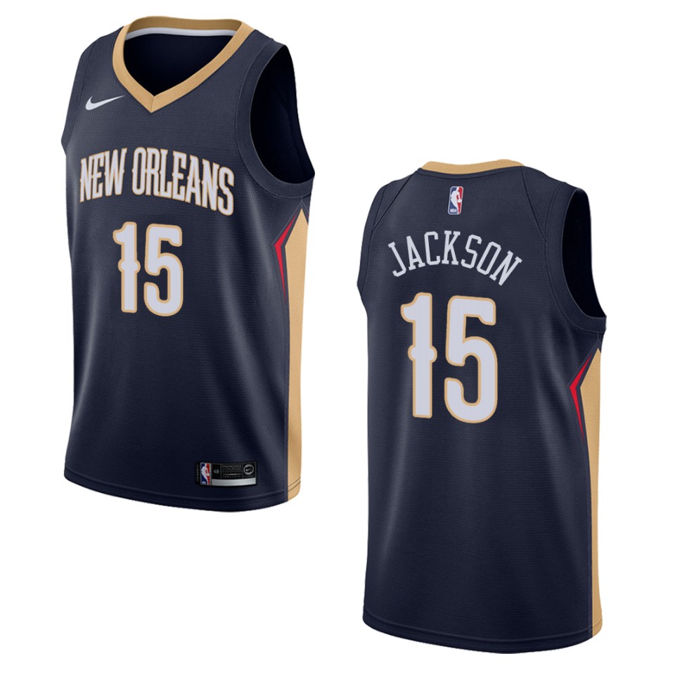 Men's New Orleans Pelicans #15 Frank Jackson Icon Swingman Jersey - Navy