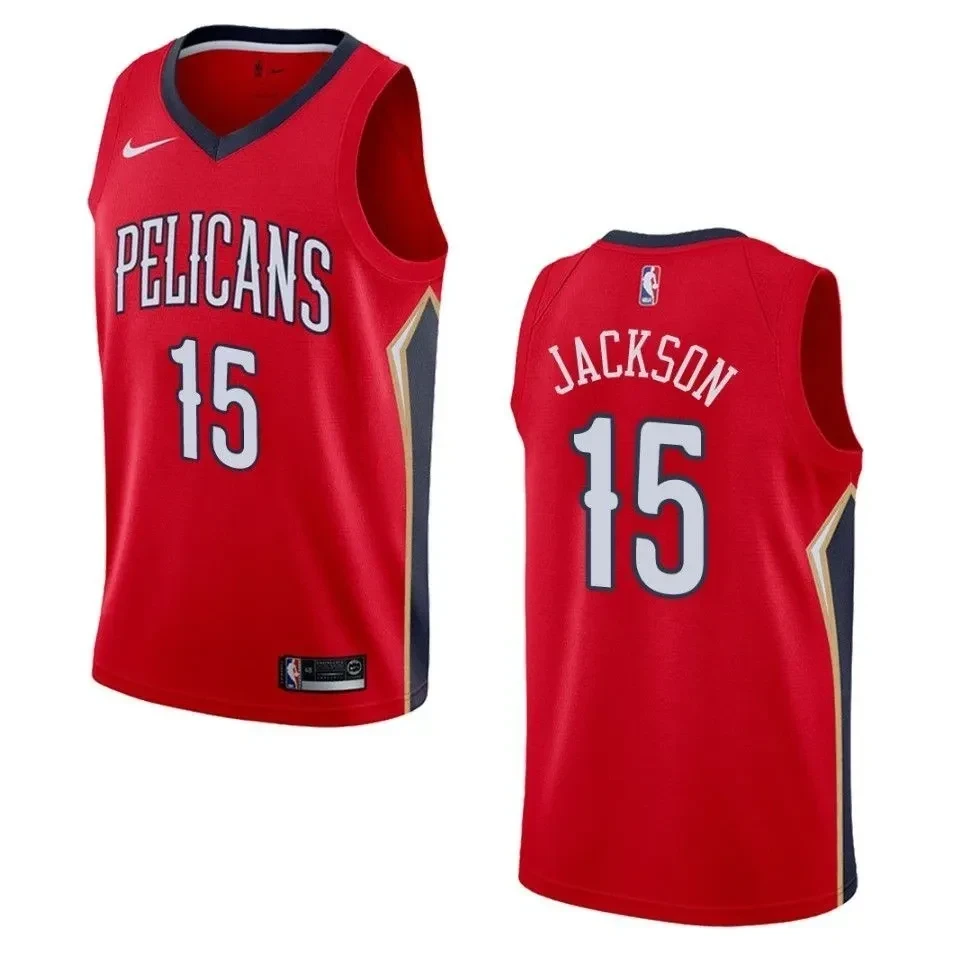 Men's New Orleans Pelicans 15 Frank Jackson Statement Swingman Jersey - Red - JS144 