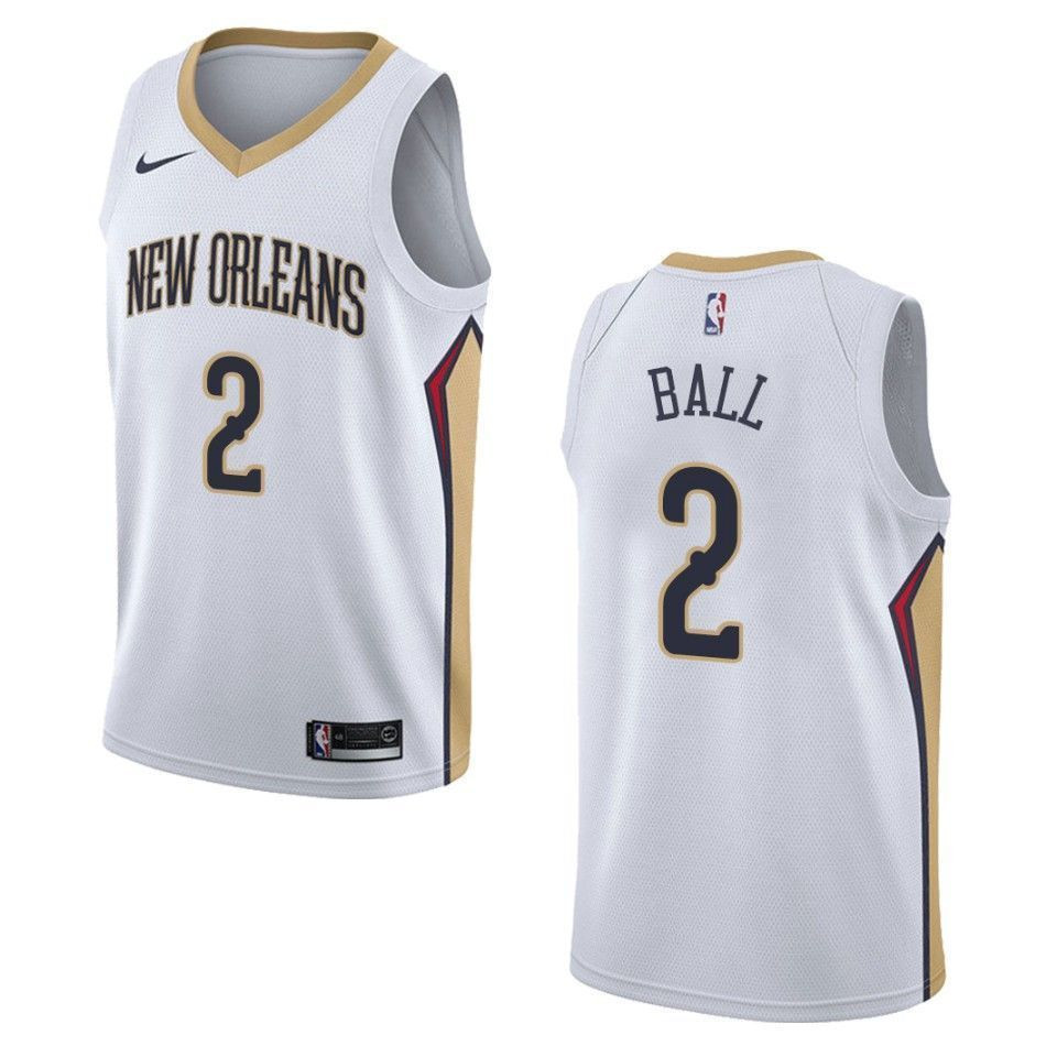 Men's New Orleans Pelicans 2 Lonzo Ball Association Swingman Jersey - White - JS705 