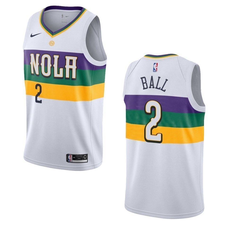 Men's New Orleans Pelicans 2 Lonzo Ball City Swingman Jersey - White - JS230 