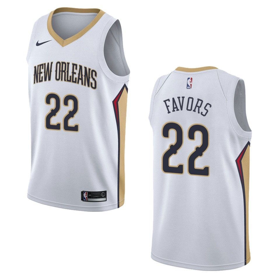 Men's New Orleans Pelicans 22 Derrick Favors Association Swingman Jersey - White - JS691 