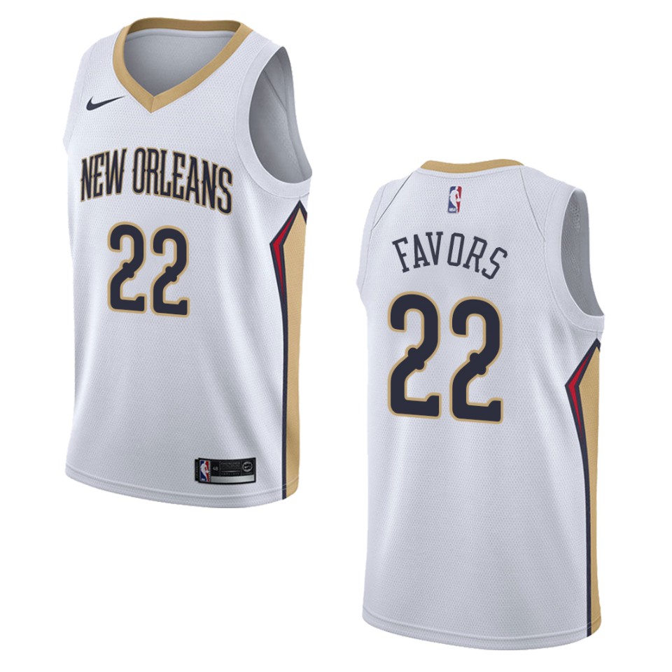 Men's New Orleans Pelicans #22 Derrick Favors Association Swingman Jersey - White
