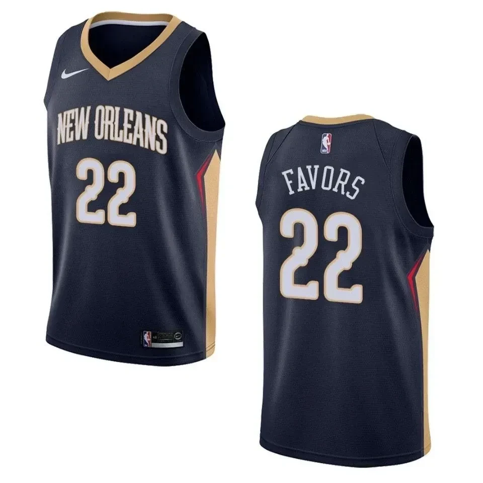 Men's New Orleans Pelicans 22 Derrick Favors Icon Swingman Jersey - Navy - JS148 