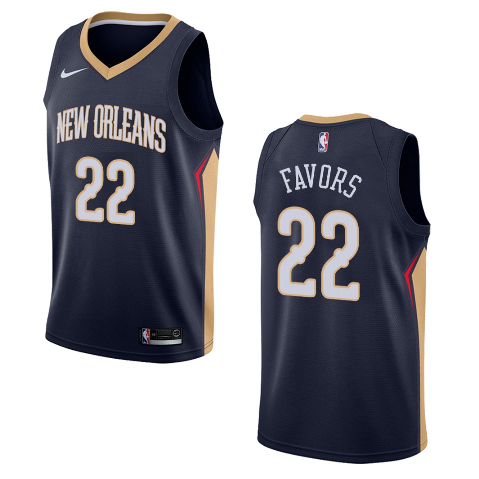 Men's New Orleans Pelicans #22 Derrick Favors Icon Swingman Jersey - Navy