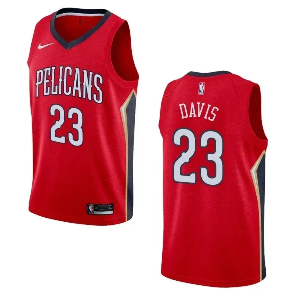 Men's New Orleans Pelicans 23 Anthony Davis Statement Swingman Jersey - Red - JS623 