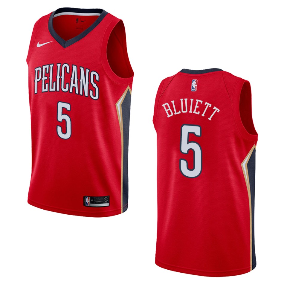Men's New Orleans Pelicans #5 Trevon Bluiett Statement Swingman Jersey - Red