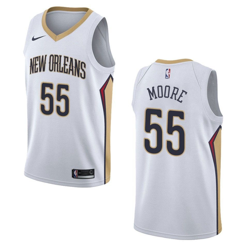 Men's New Orleans Pelicans 55 E'twaun Moore Association Swingman Jersey - White - JS232 