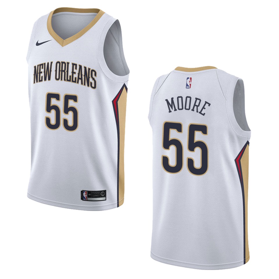 Men's New Orleans Pelicans #55 E'twaun Moore Association Swingman Jersey - White