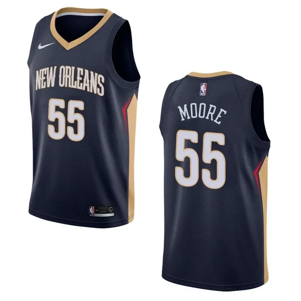 Men's New Orleans Pelicans 55 E'twaun Moore Icon Swingman Jersey - Navy - JS793 
