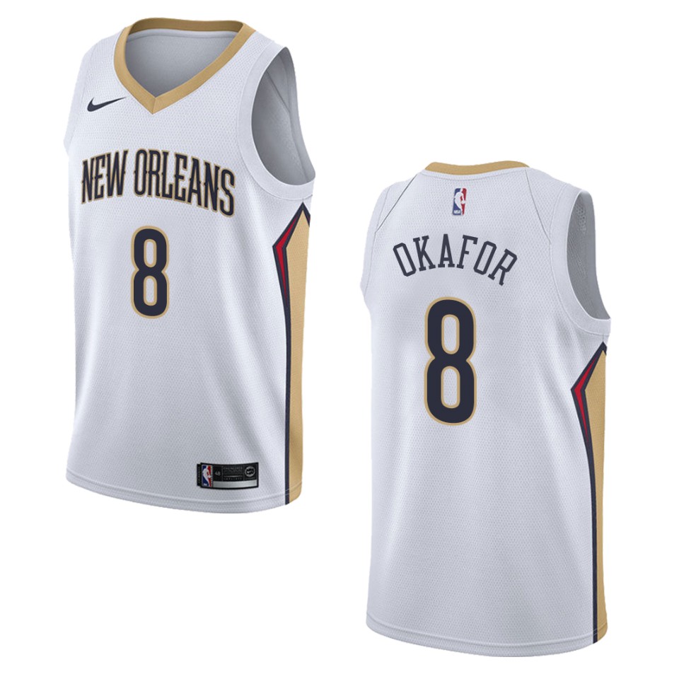 Men's New Orleans Pelicans #8 Jahlil Okafor Association Swingman Jersey - White
