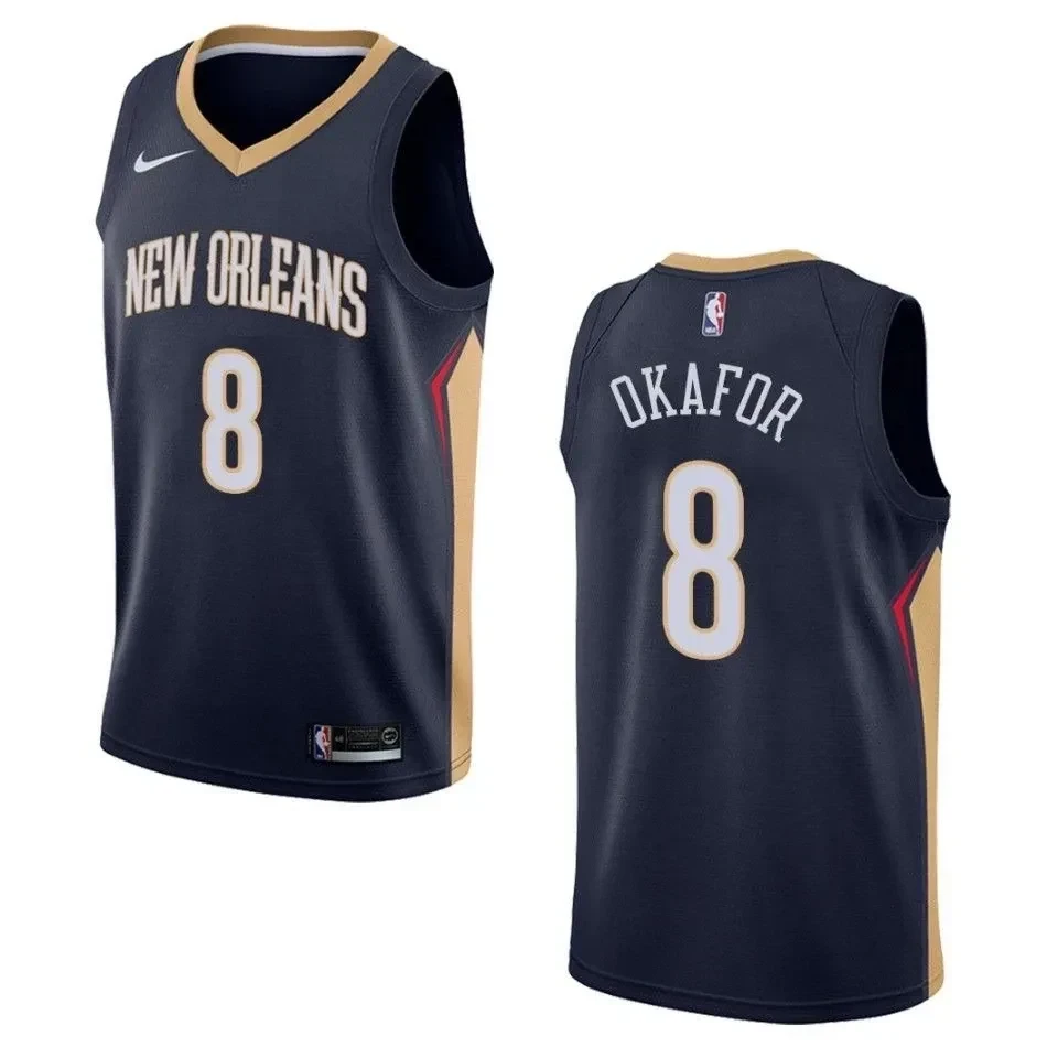 Men's New Orleans Pelicans 8 Jahlil Okafor Icon Swingman Jersey - Navy - JS944 