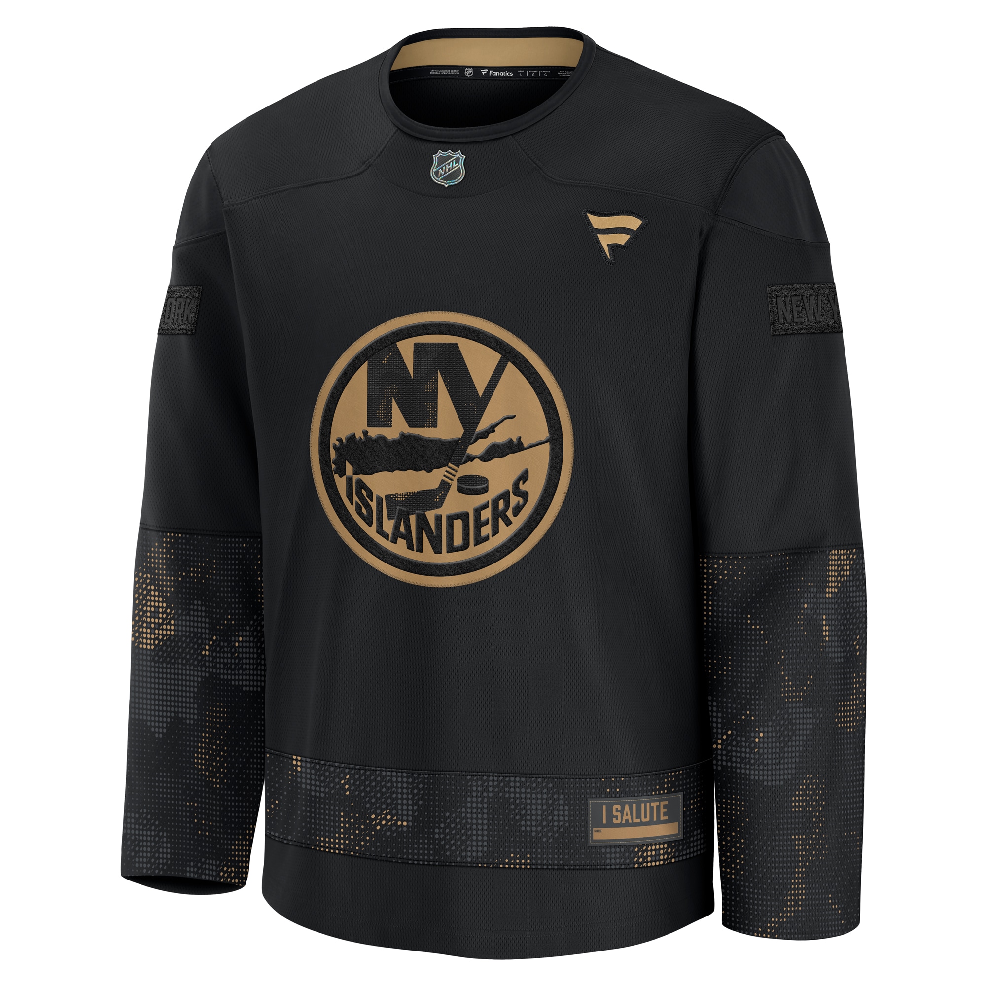 Alternative view of Men's New York Islanders Black 2024 Military Appreciation Practice Jersey - JS664 