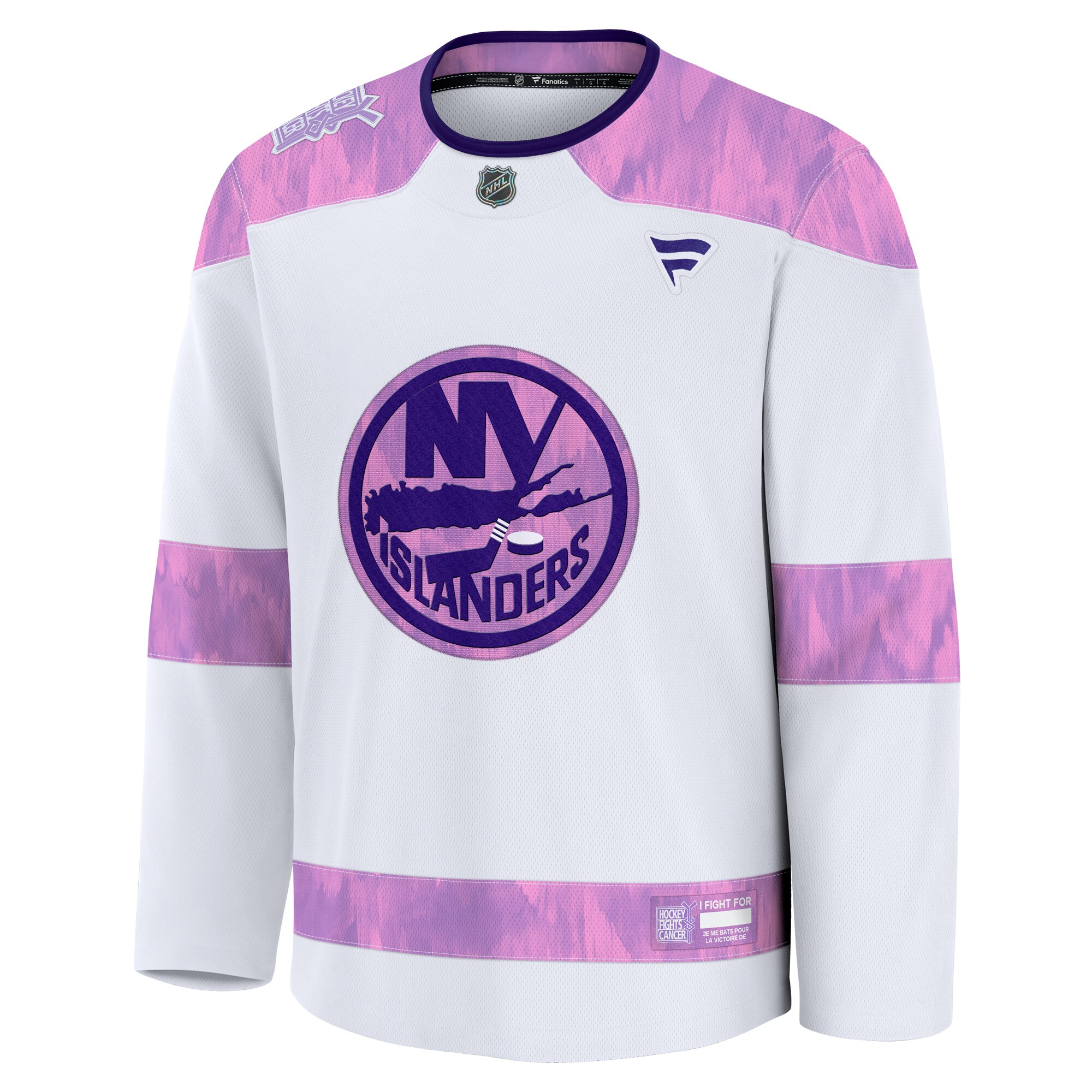 Alternative view of Men's New York Islanders White 2024 Hockey Fights Cancer Practice Jersey - JS440 