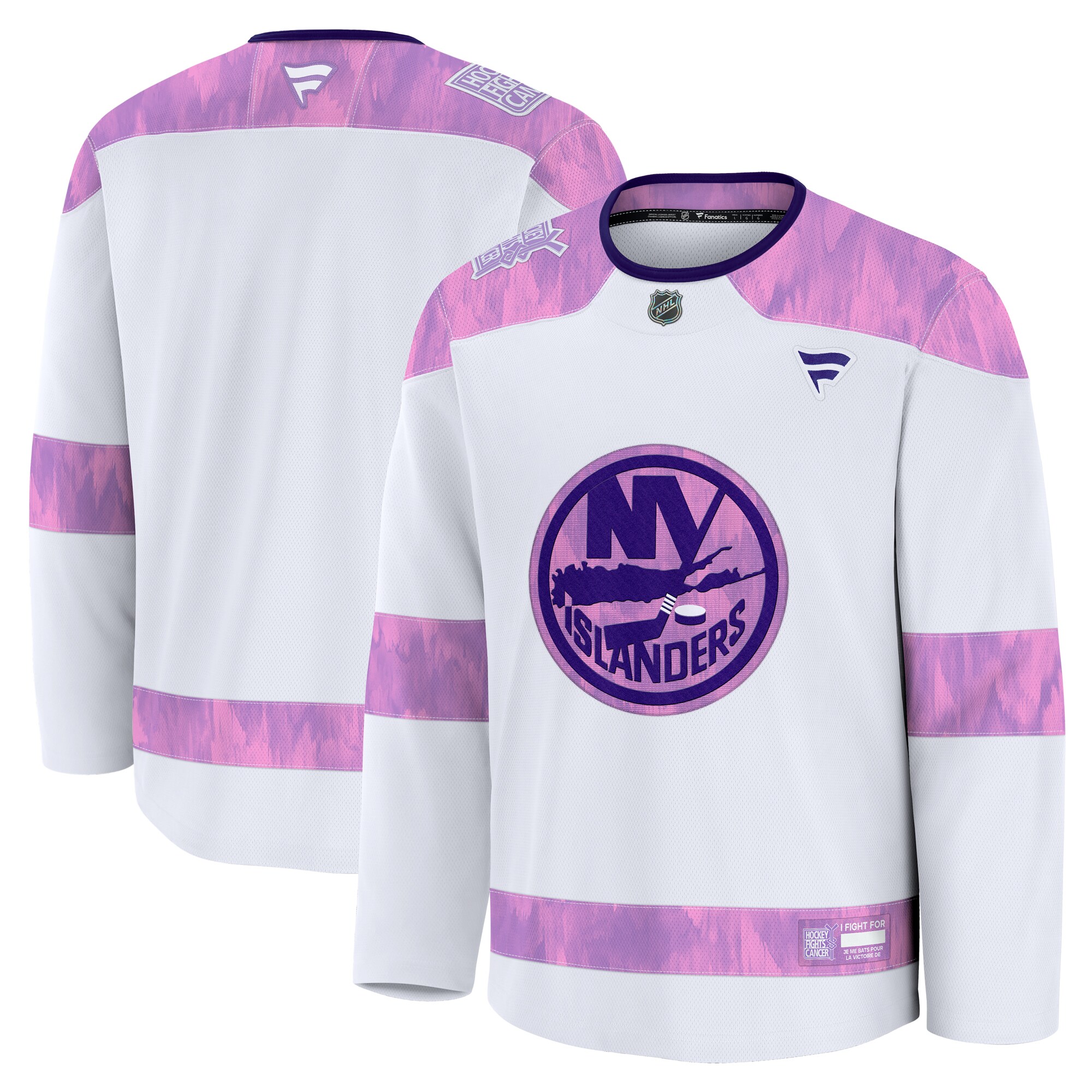 Men's New York Islanders White 2024 Hockey Fights Cancer Practice Jersey - JS440 