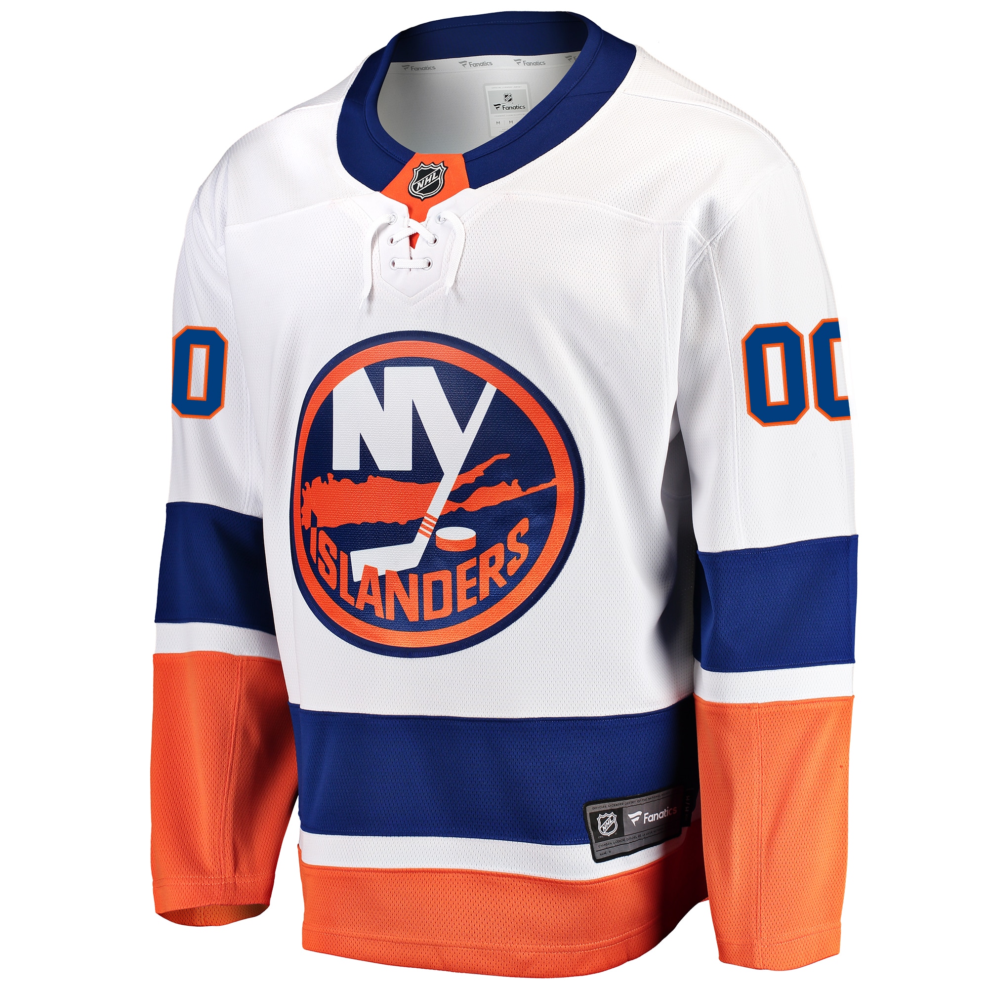 Alternative view of Men's New York Islanders White Away Breakaway Custom Jersey - JS455 