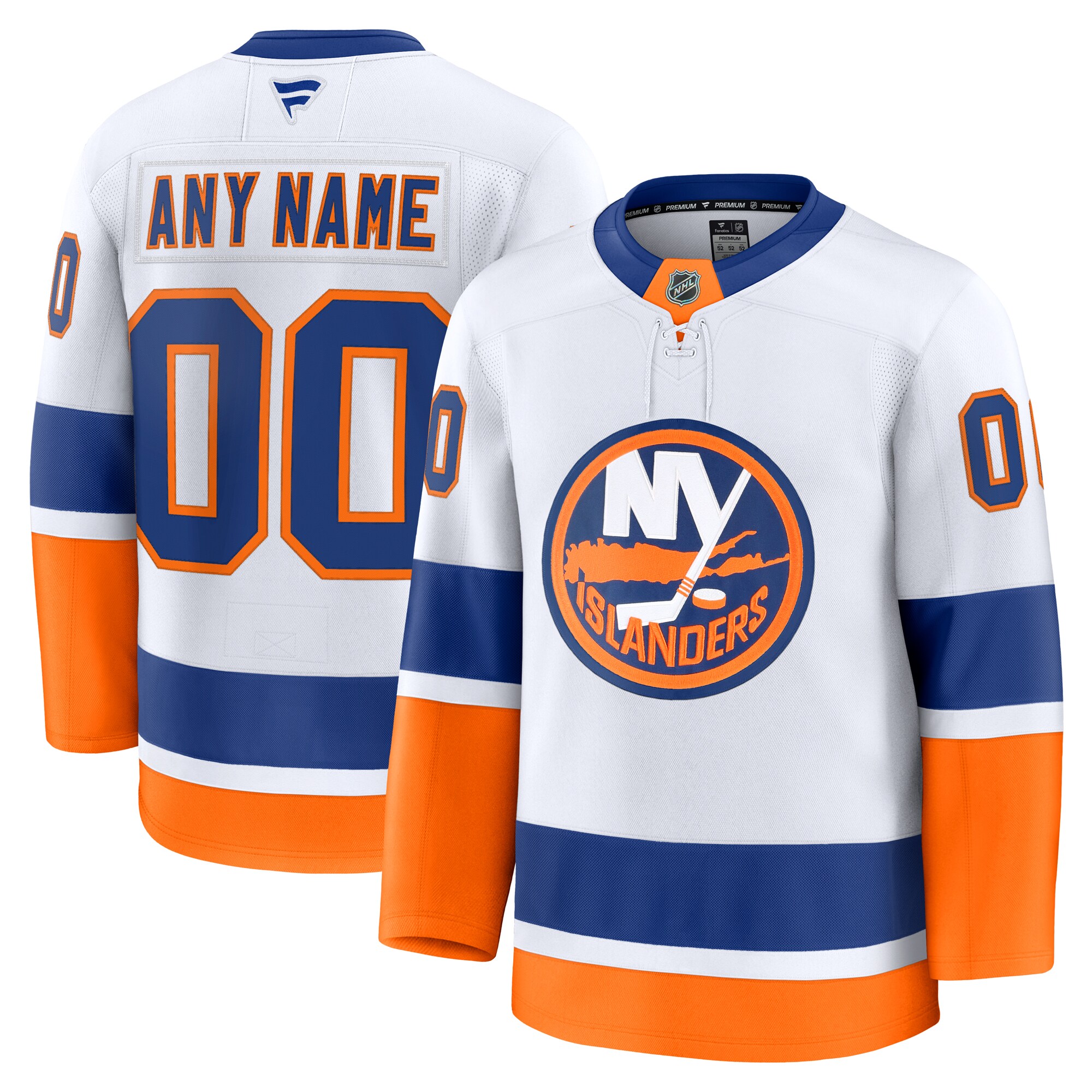 Men's New York Islanders White Away Premium Custom Jersey - JS472 