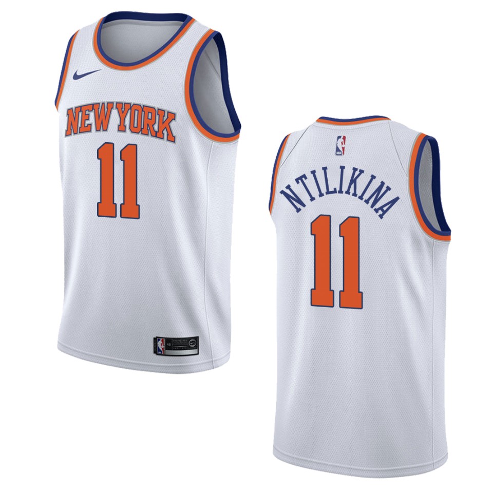 Men's New York Knicks #11 Frank Ntilikina Association Swingman Jersey - White