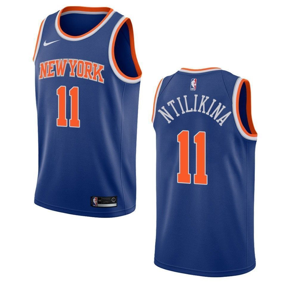 Men's New York Knicks 11 Frank Ntilikina Icon Swingman Jersey - Blue - JS395 