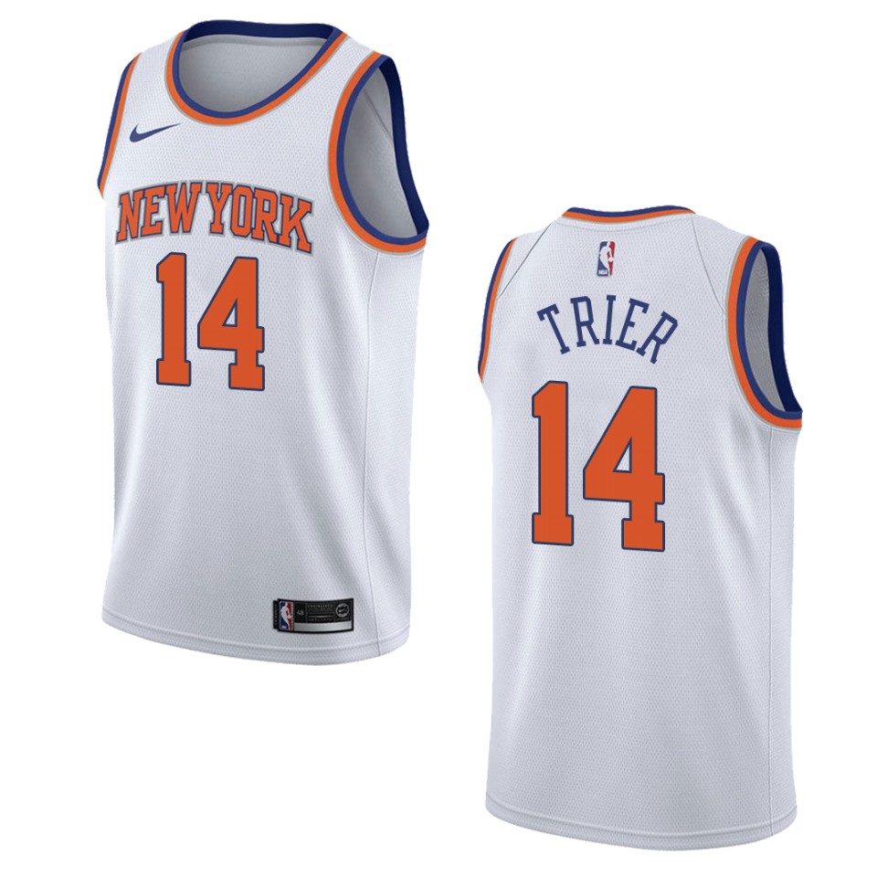 Men's New York Knicks #14 Allonzo Trier Association Swingman Jersey - White