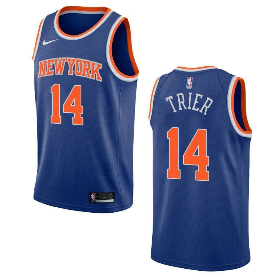 Men's New York Knicks 14 Allonzo Trier Icon Swingman Jersey - Blue - JS261 