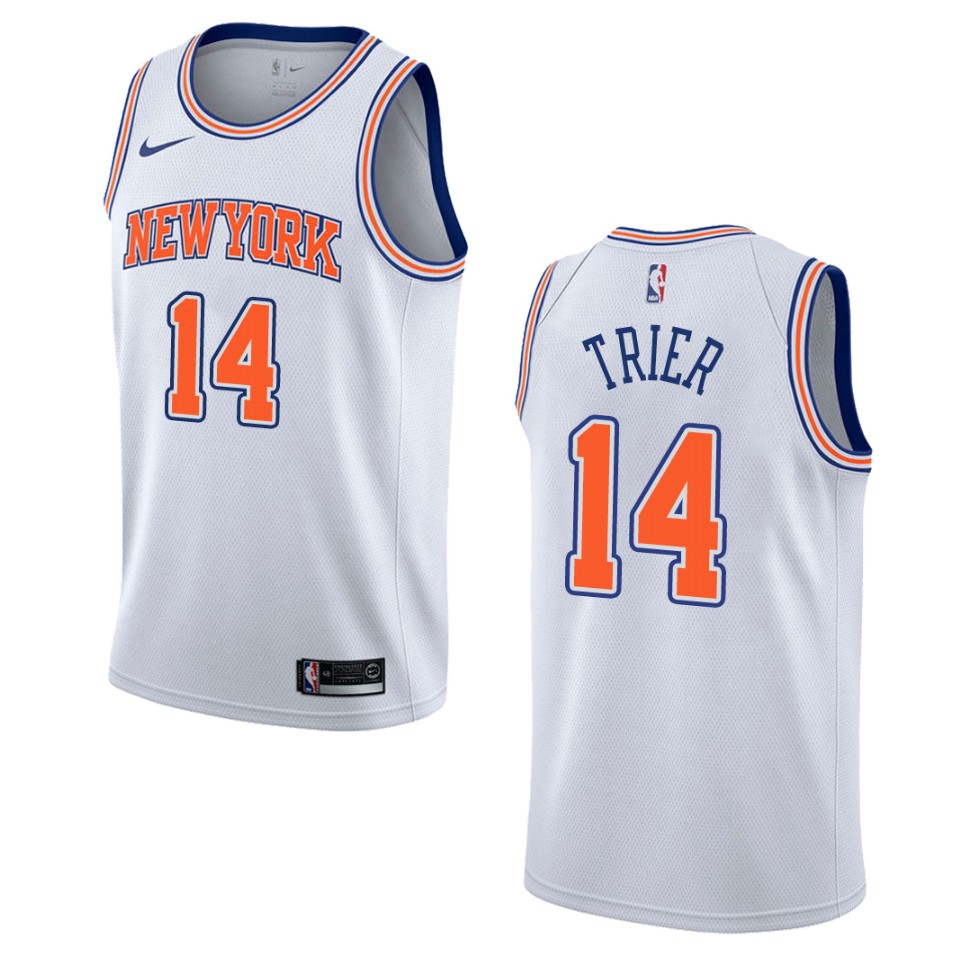 Men's New York Knicks #14 Allonzo Trier Statement Swingman Jersey - White