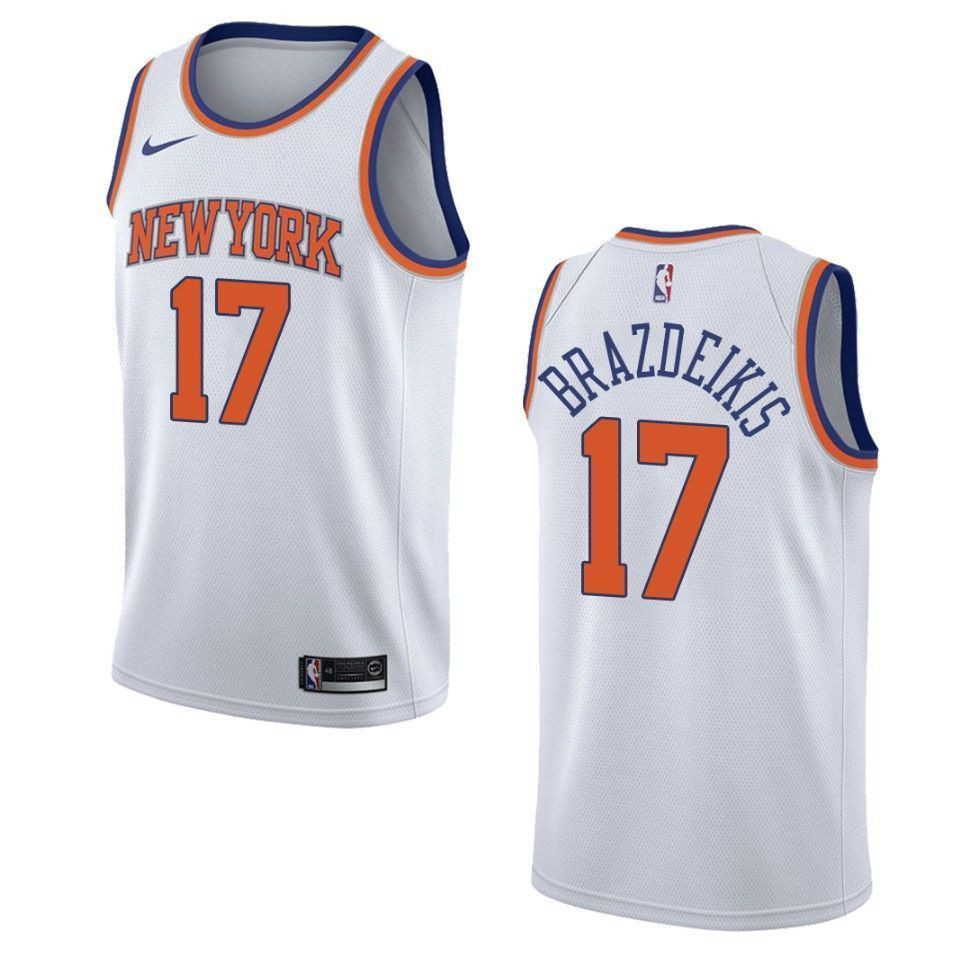 Men's New York Knicks 17 Iggy Brazdeikis Association Swingman Jersey - White - JS226 