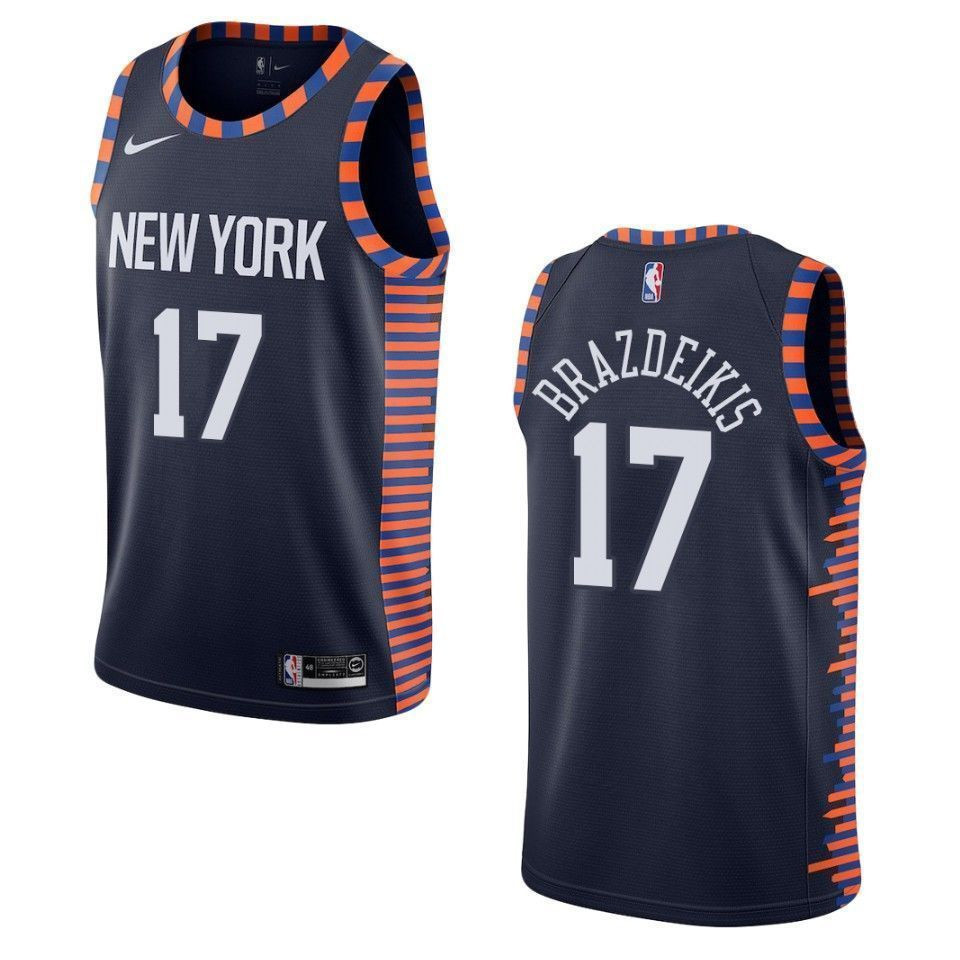 Men's New York Knicks 17 Iggy Brazdeikis City Swingman Jersey - Navy - JS967 
