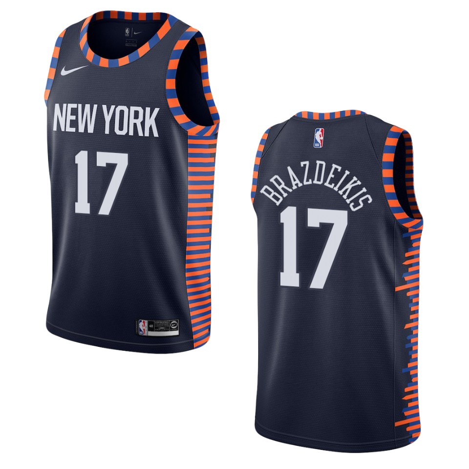 Men's New York Knicks #17 Iggy Brazdeikis City Swingman Jersey - Navy