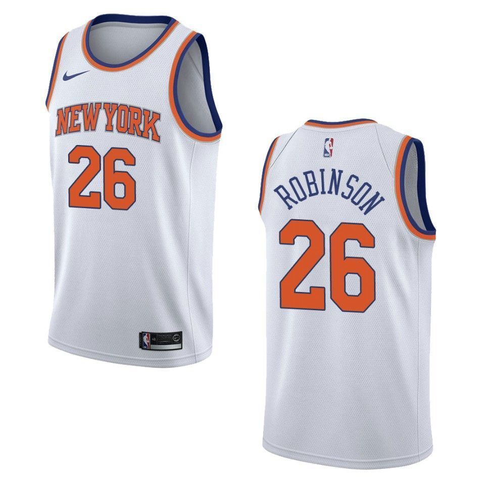 Men's New York Knicks 26 Mitchell Robinson Association Swingman Jersey - White - JS462 