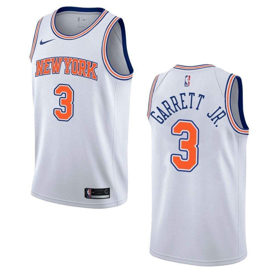Men's New York Knicks 3 Billy Garrett Jr. Statement Swingman Jersey - White - JS911 