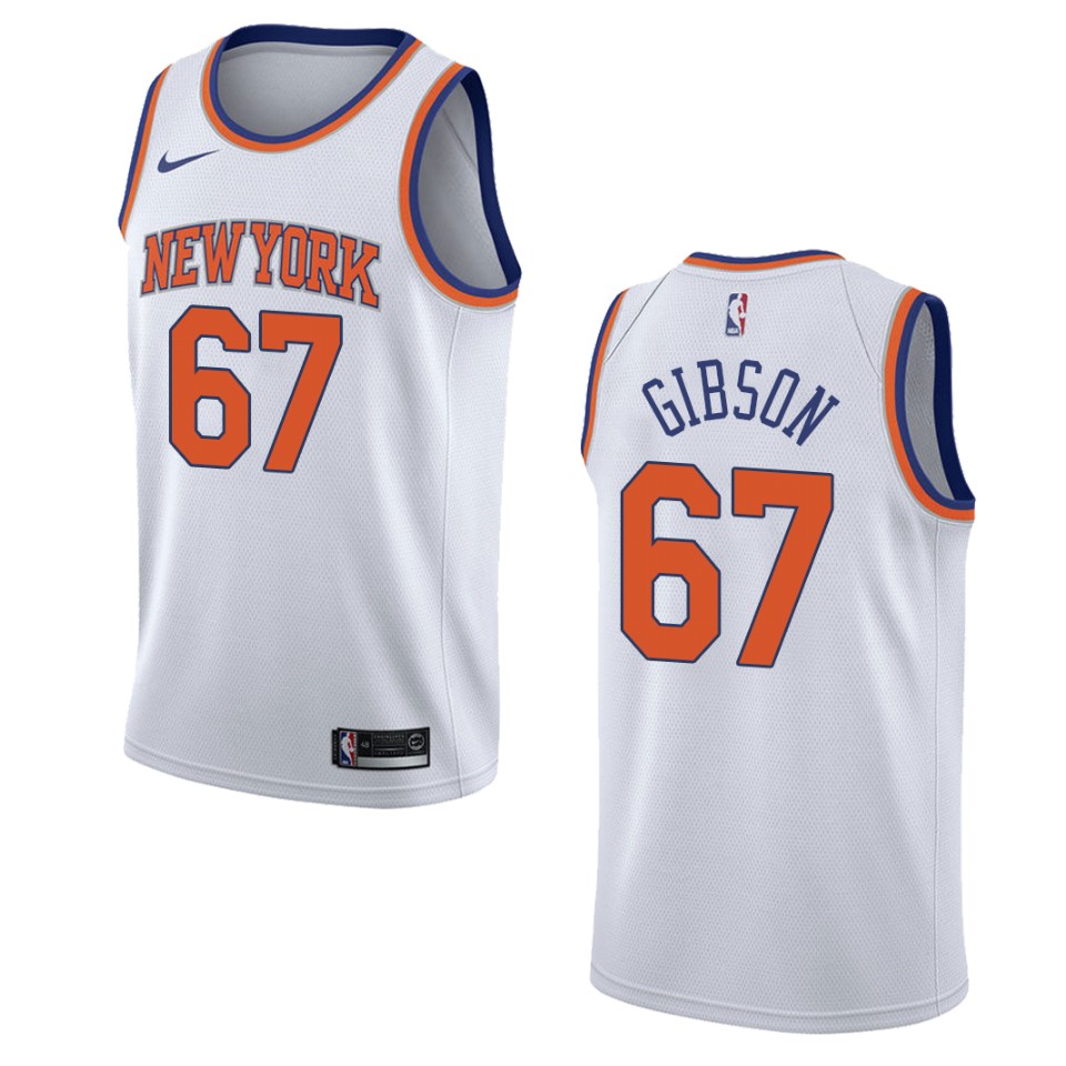 Men's New York Knicks #67 Taj Gibson Association Swingman Jersey - White