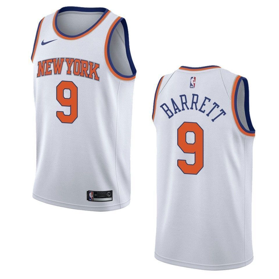 Men's New York Knicks 9 R.j. Barrett Association Swingman Jersey - White - JS420 