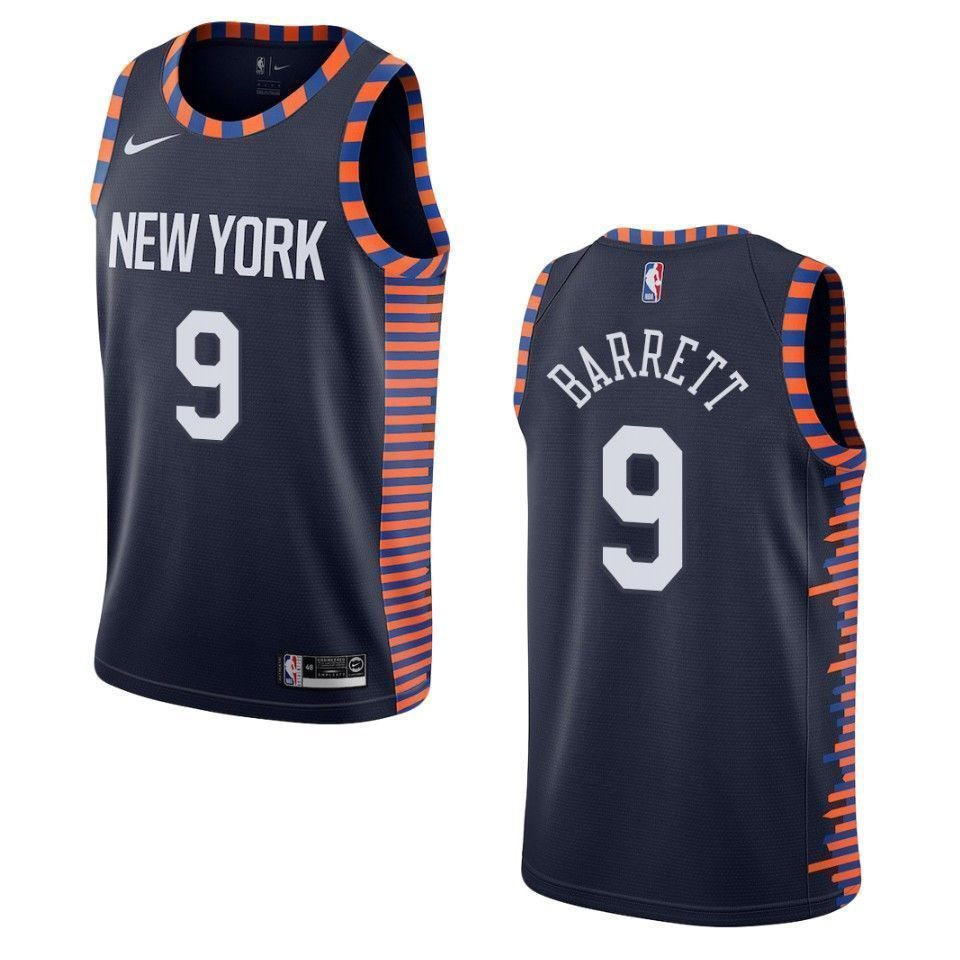 Men's New York Knicks 9 R.j. Barrett City Swingman Jersey - Navy - JS673 