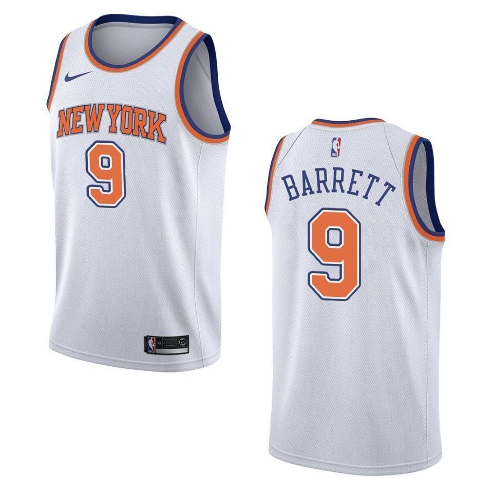 Men's New York Knicks 9 R.j. Barrett Statement Swingman Jersey - White - JS841 