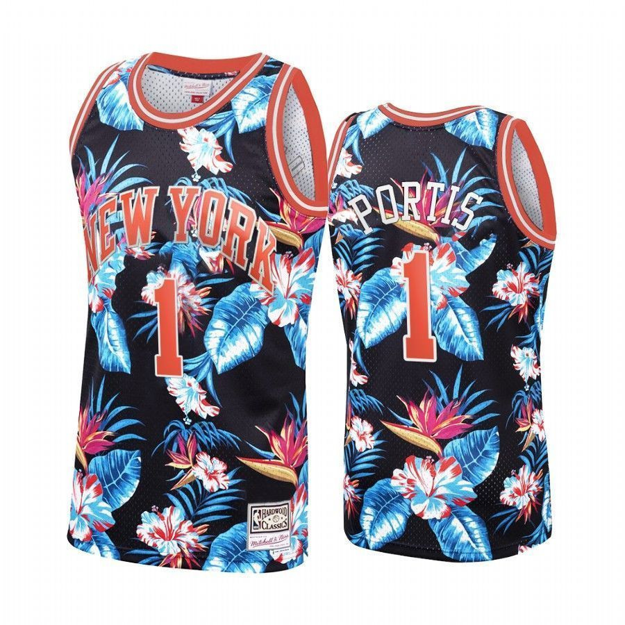 Men's New York Knicks Bobby Portis 1 Floral Fashion Jersey - JS252 