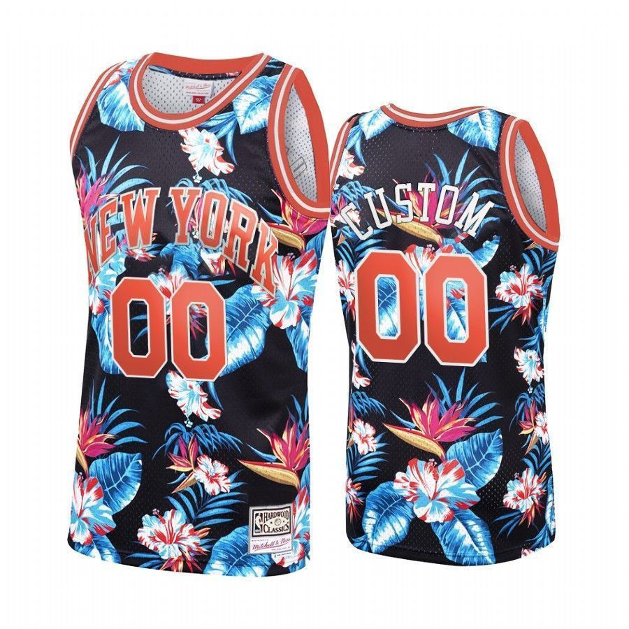 Men's New York Knicks Custom 00 Floral Fashion Jersey - JS822 