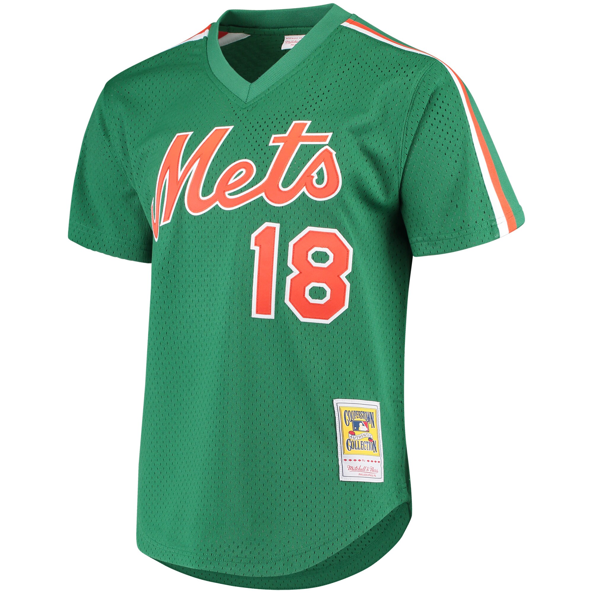 Alternative view of Men's New York Mets Darryl Strawberry Mitchell & Ness Green Cooperstown Mesh Batting Practice Jersey 
