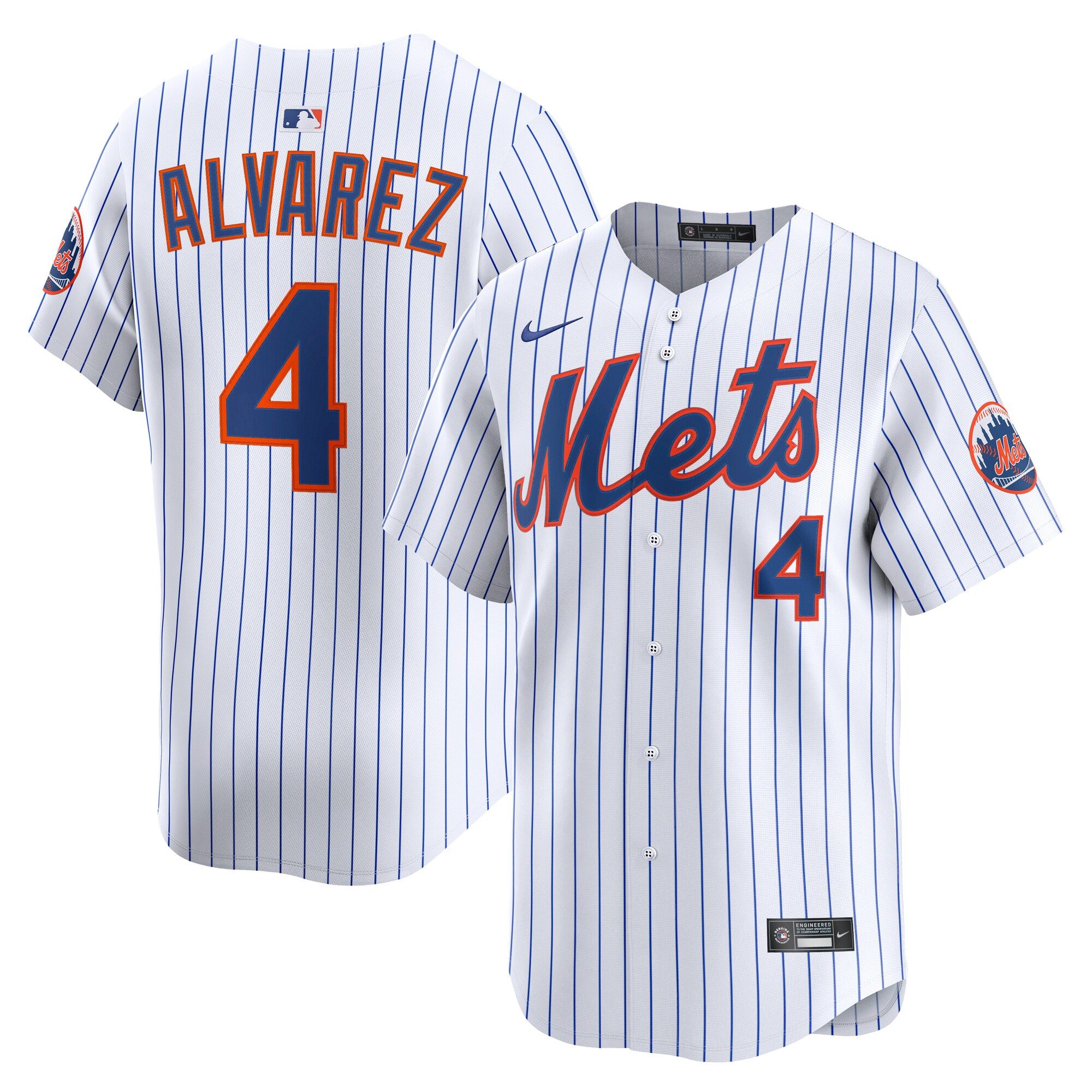 Men's New York Mets Francisco Alvarez White Home Limited Player Jersey 