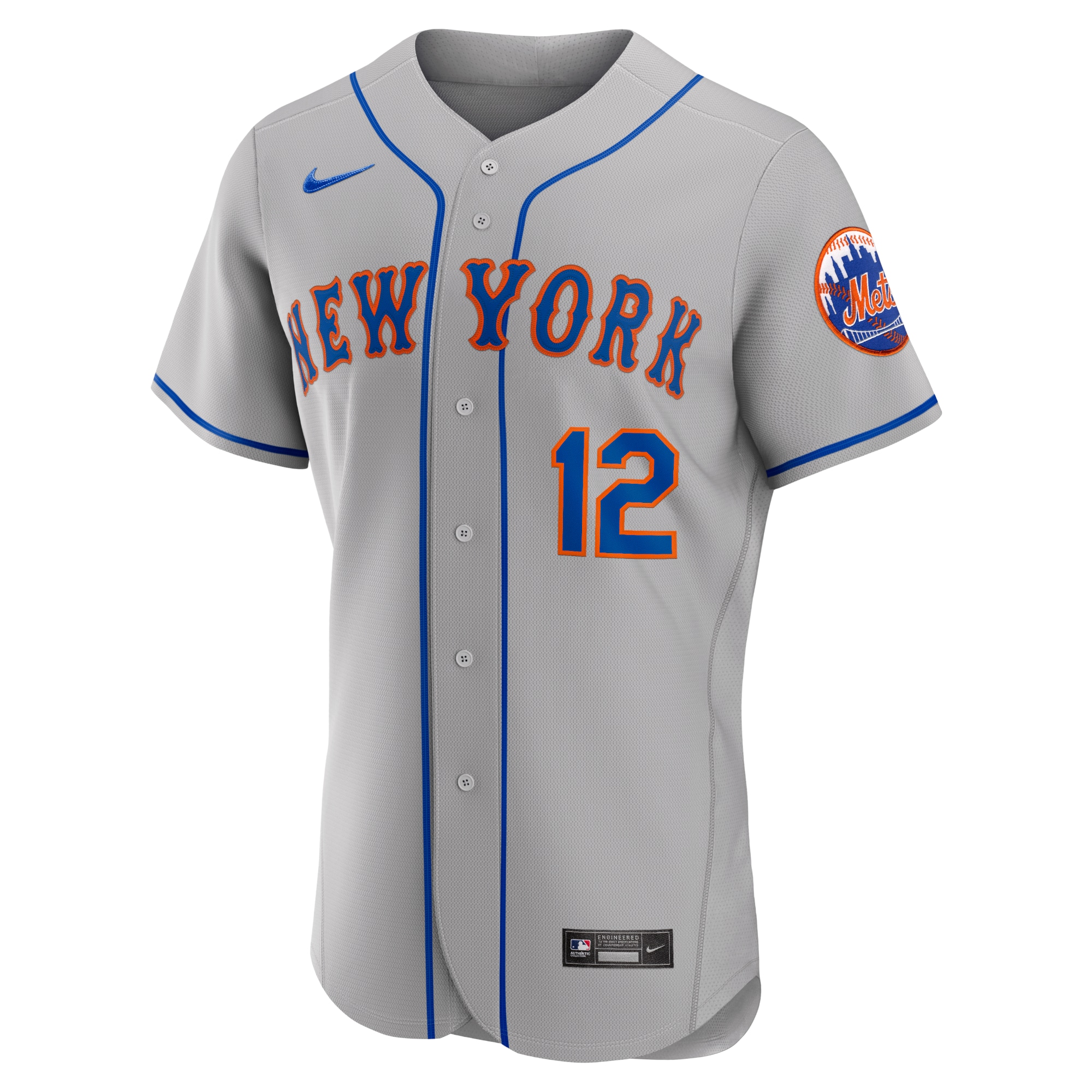 Alternative view of Men's New York Mets Francisco Lindor Gray Road Player Jersey 