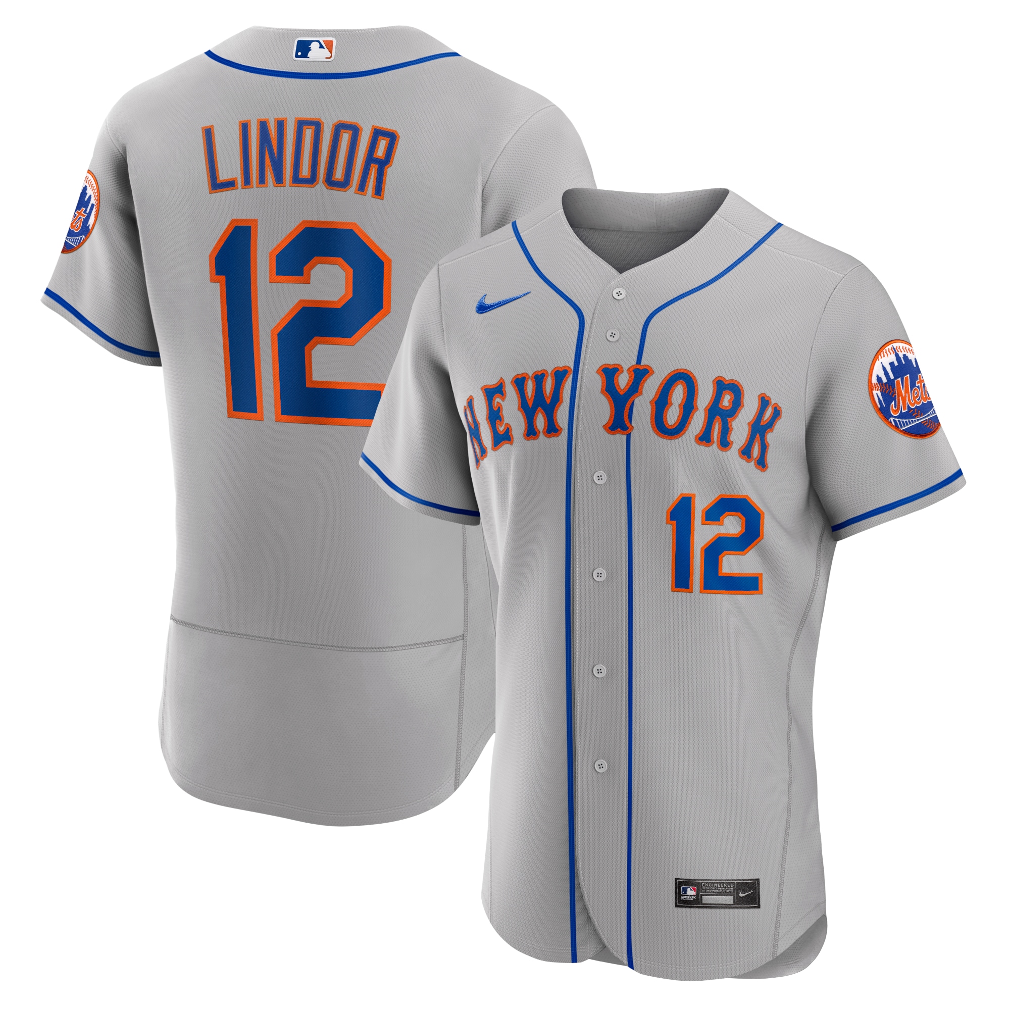 Men's New York Mets Francisco Lindor Gray Road Player Jersey 