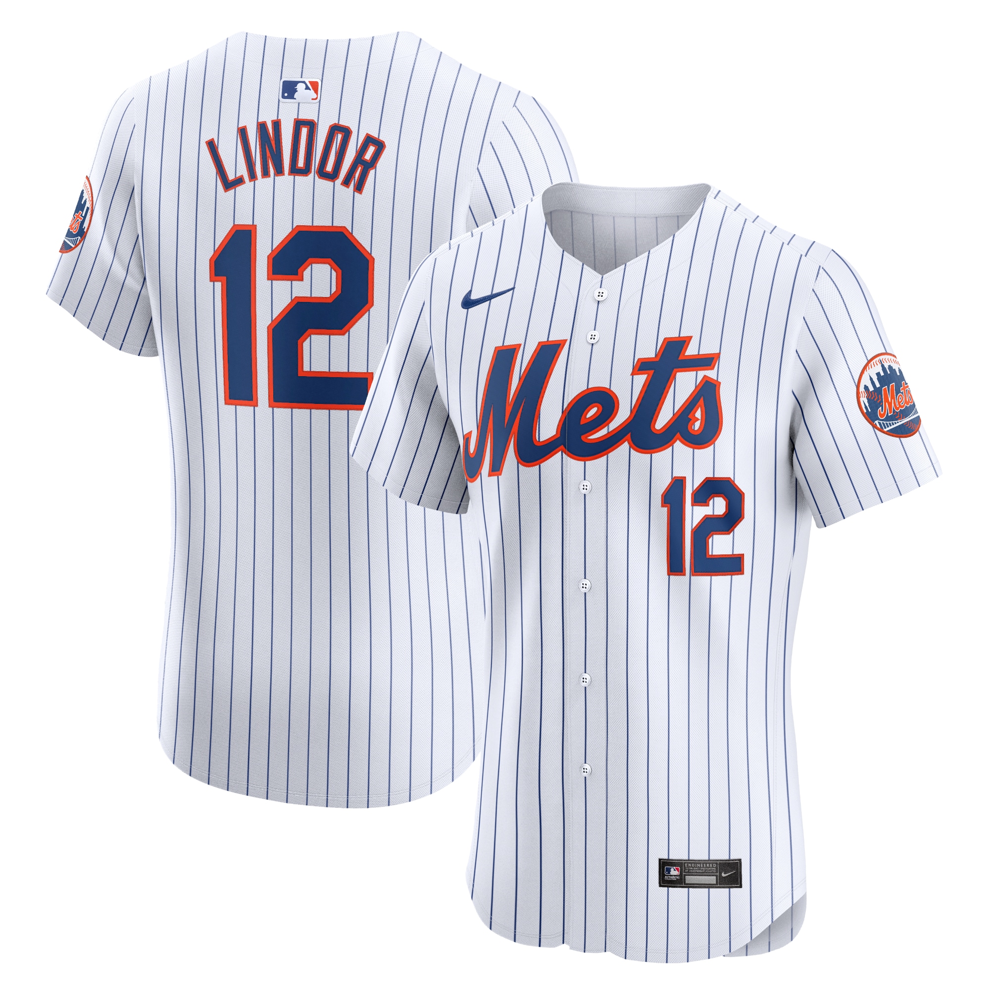Men's New York Mets Francisco Lindor White Home Elite Jersey 