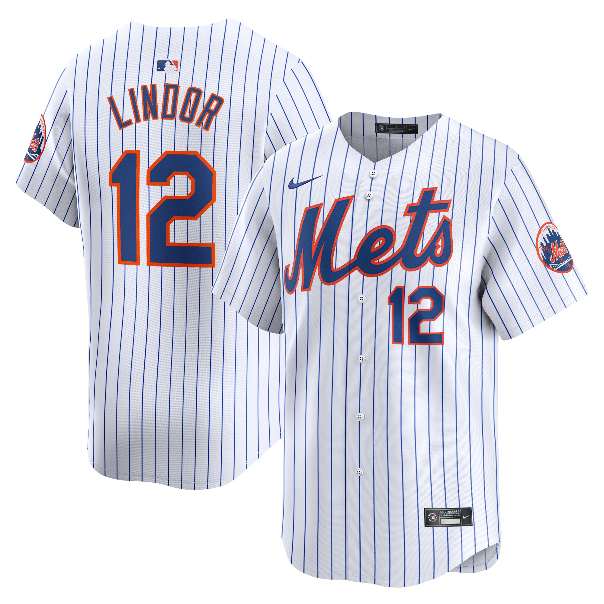 Men's New York Mets Francisco Lindor White Home Limited Player Jersey 